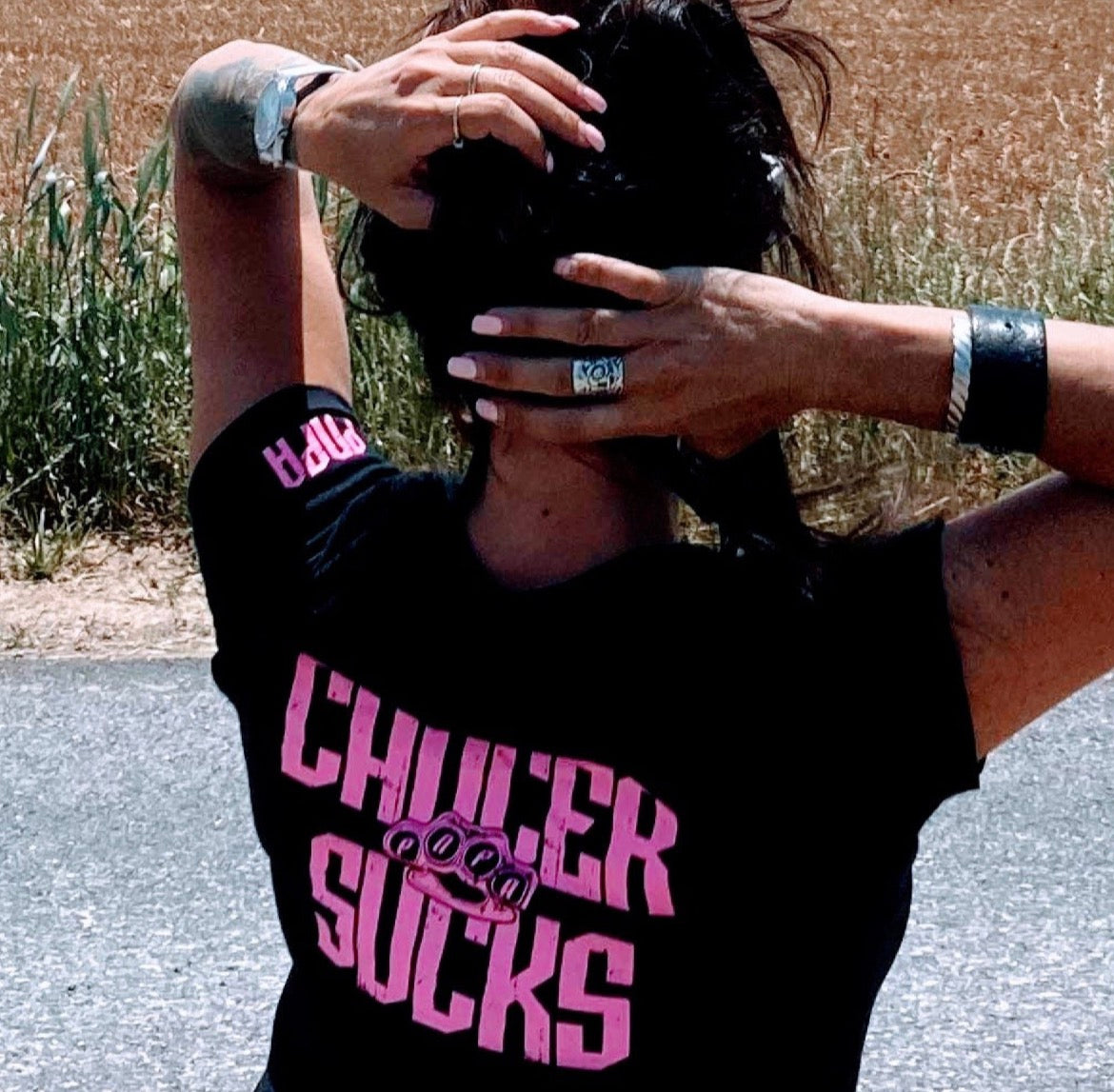 CANCER SUCKS Tanks, T's & Hoodies. Indicate white or pink print in notes at checkout.