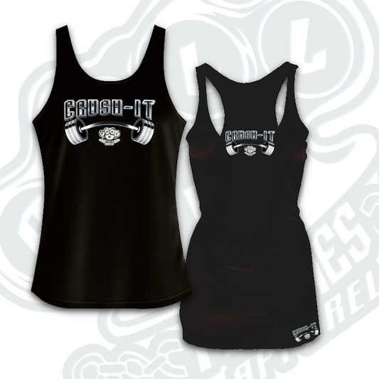 CRUSH-IT RACER BACK indicate color pink or black in notes at checkout.