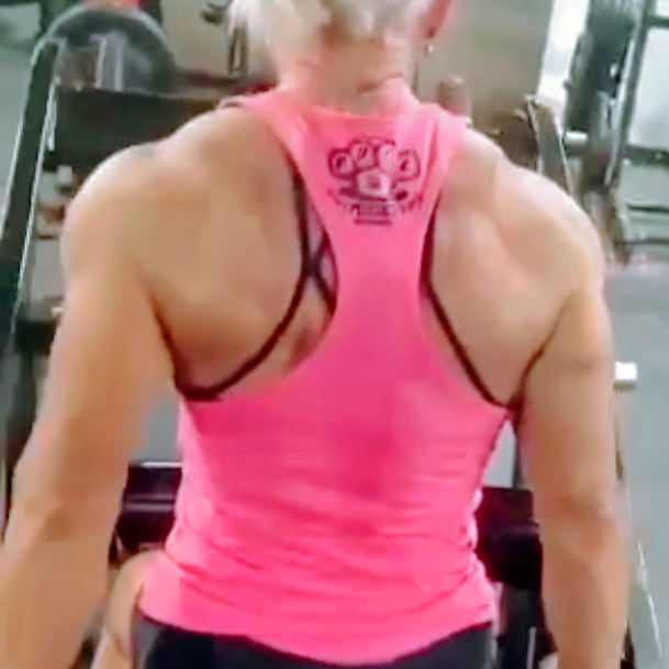 LADIES, PINK RACER BACK . Available W/black logo or white logo. Indicate what color in Notes at checkout.