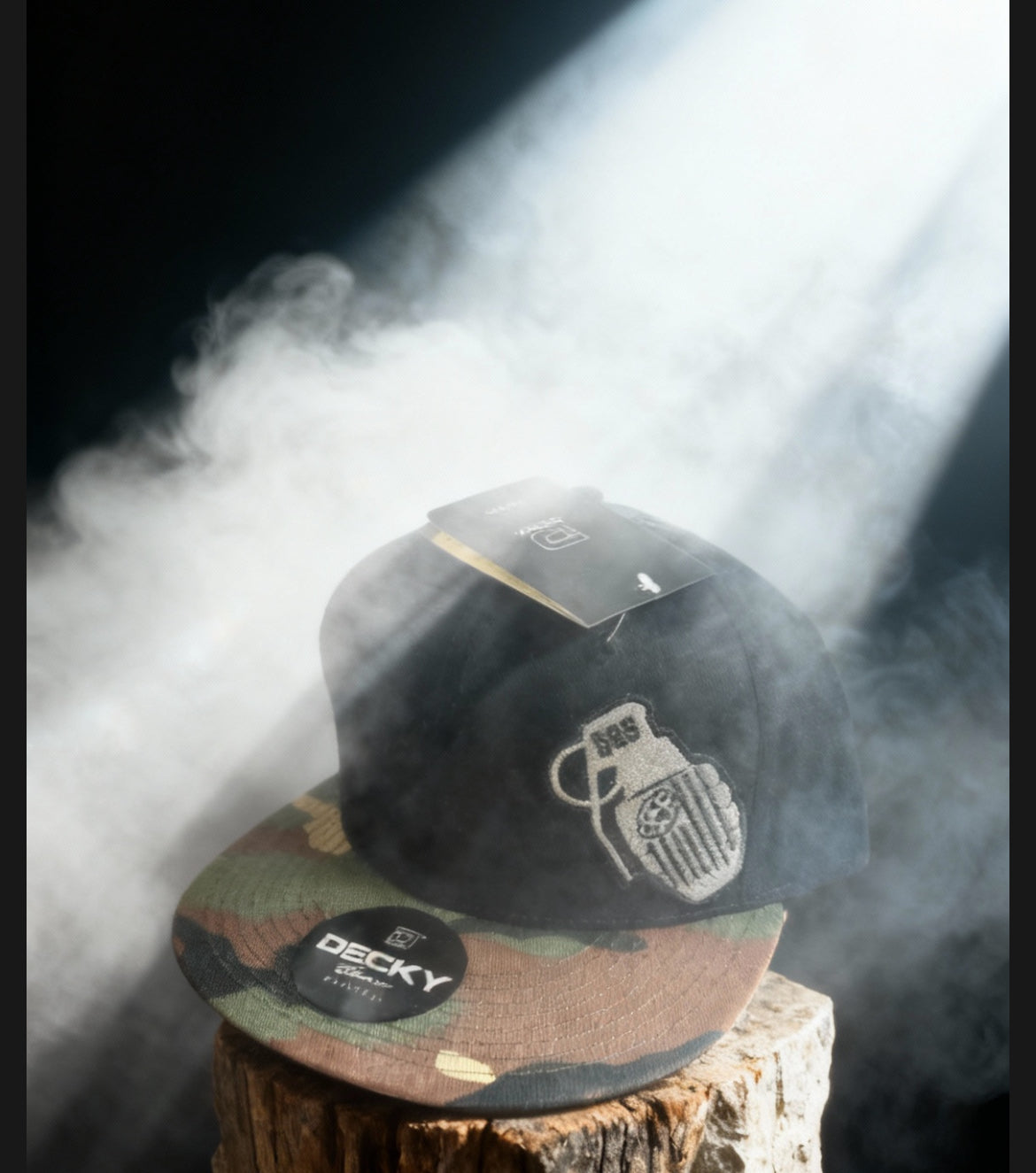 SUPPORT OUR SOLDIERS (S.O.S.)              ￼ Black hat with woodland camo brim.