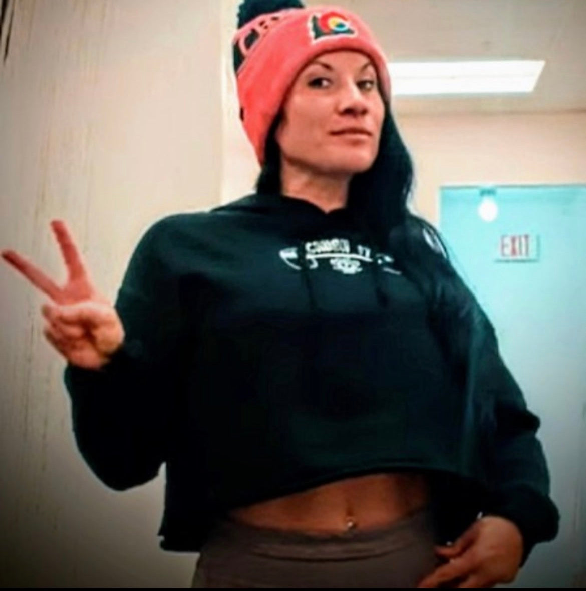 CRUSH-IT             CROPPED HOODIE.           Indicate what color, green, gray, black or camouflage in notes at checkout..