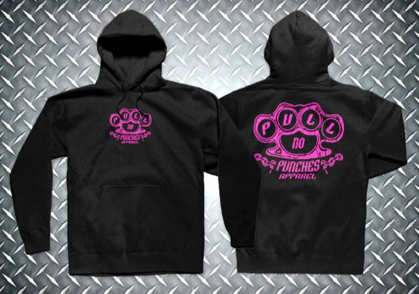 HOODIES (O.G.) Distressed pink logo.