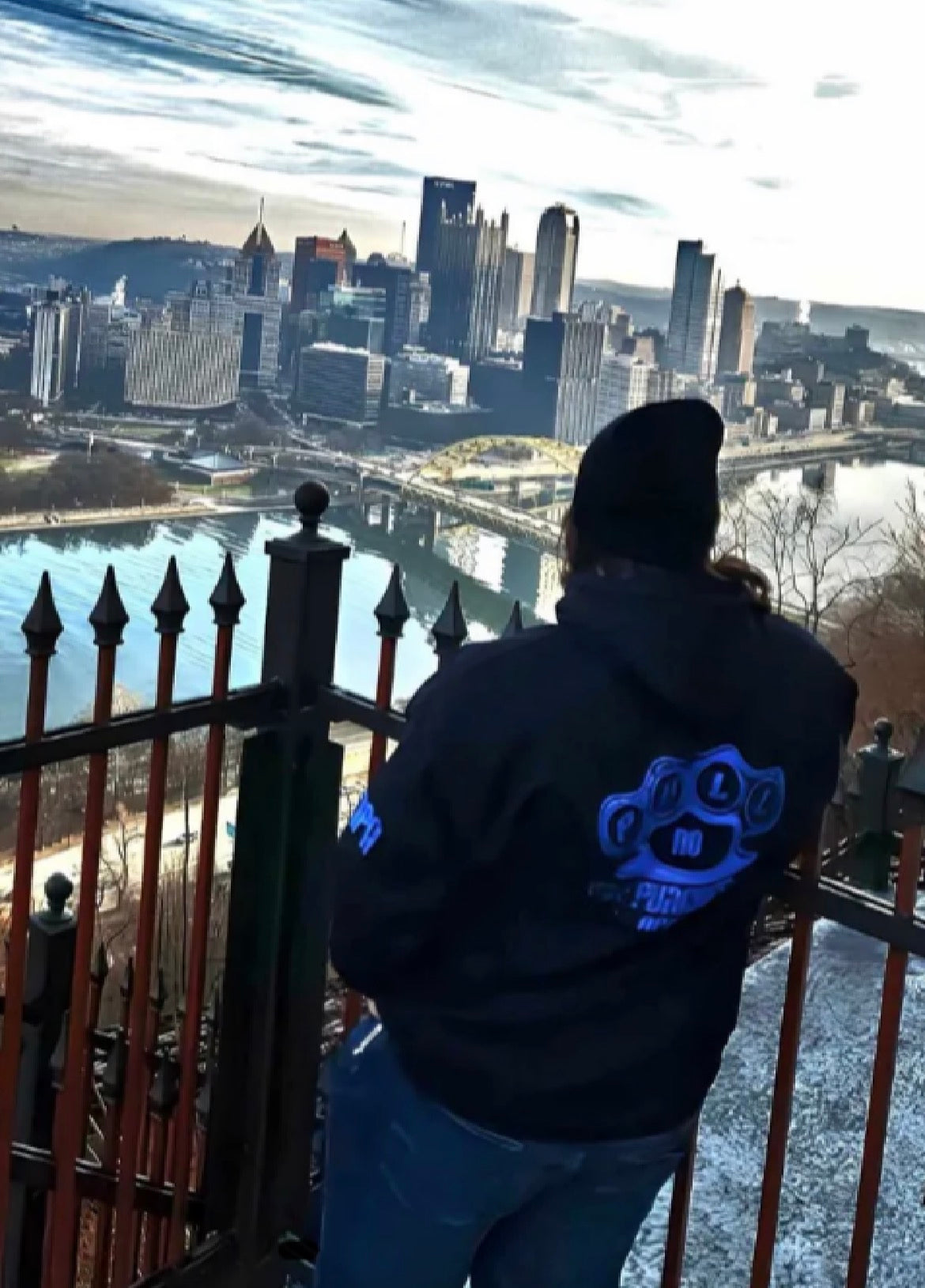 HOODIES (O.G.).  Distressed Blue logo