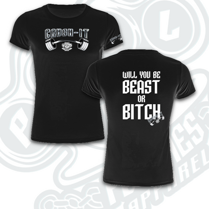 BEAST OR BITCH.            Indicate:                       Tank, T or hoodie.                   Men’s or ladies.           Color                                 In notes at checkout.