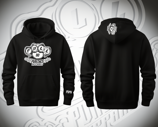 WHITE LOGO W/BLACK HIGHLIGHT. Indicate color of hoodie in Notes at checkout.