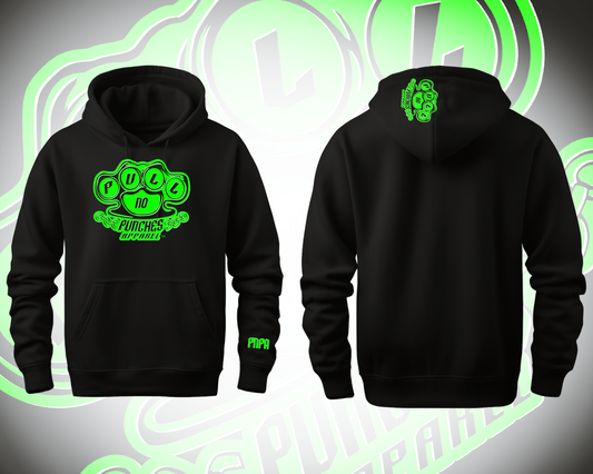 GUARINO GREEN LOGO W/WHITE HIGHLIGHT. Indicate color of hoodie in notes at checkout.