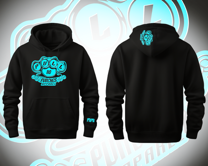TEAL LOGO W/WHITE HIGHLIGHT. ￼ Indicate color of hoodie in notes at checkout.