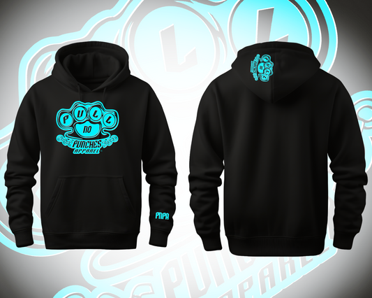 TEAL LOGO W/WHITE HIGHLIGHT. ￼ Indicate color of hoodie in notes at checkout.
